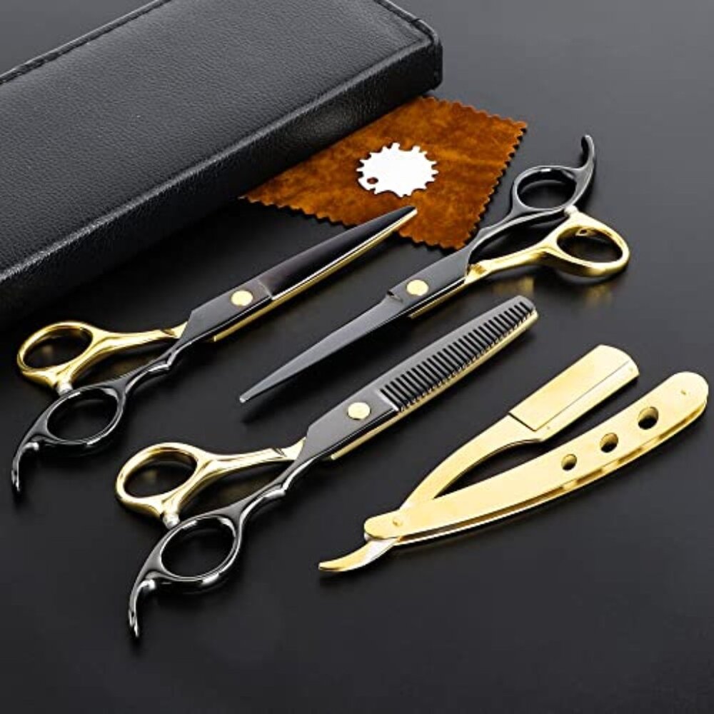 Professional Black Gold Hairdressing Scissors Stainless‎ Steel Barber Hair